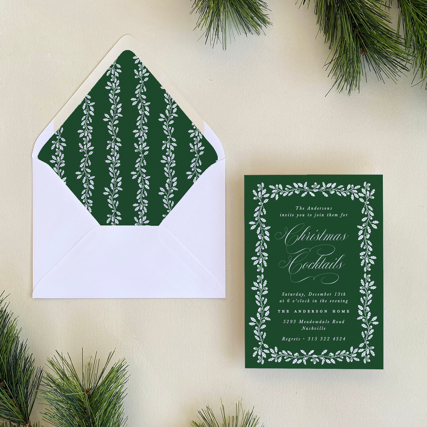 Acorn Stripe Border Invitation
