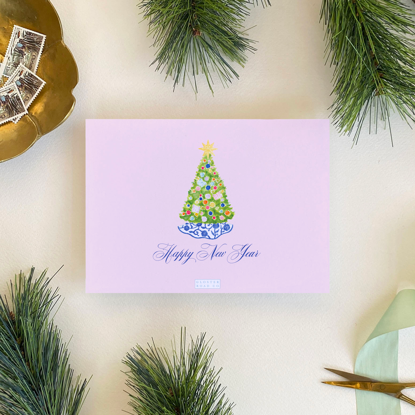 Baubles and Butterflies Holiday Card, Landscape