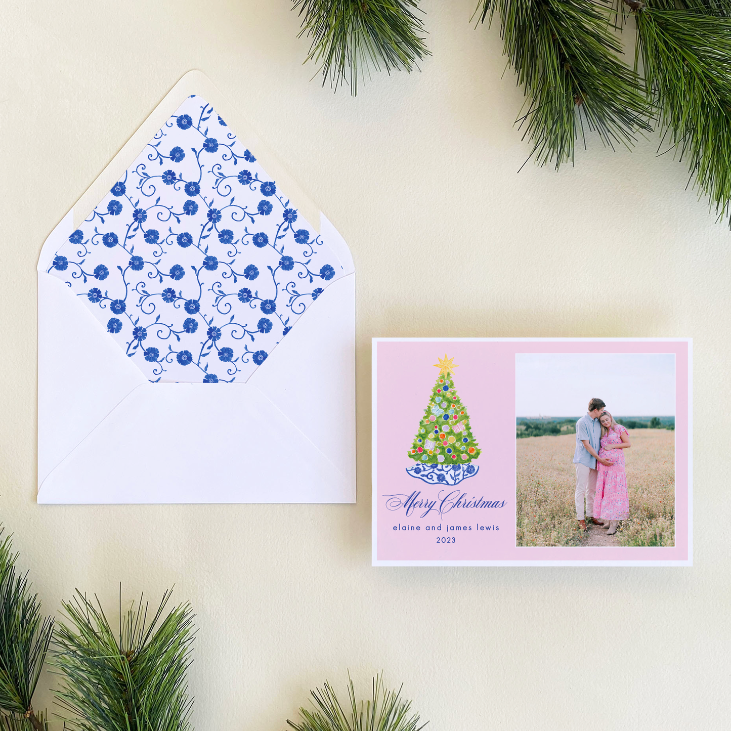 Baubles and Butterflies Holiday Card, Landscape