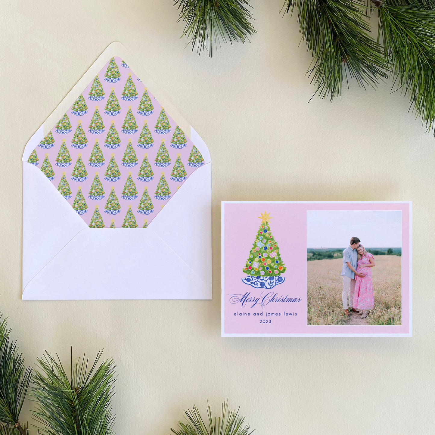 Baubles and Butterflies Holiday Card, Landscape