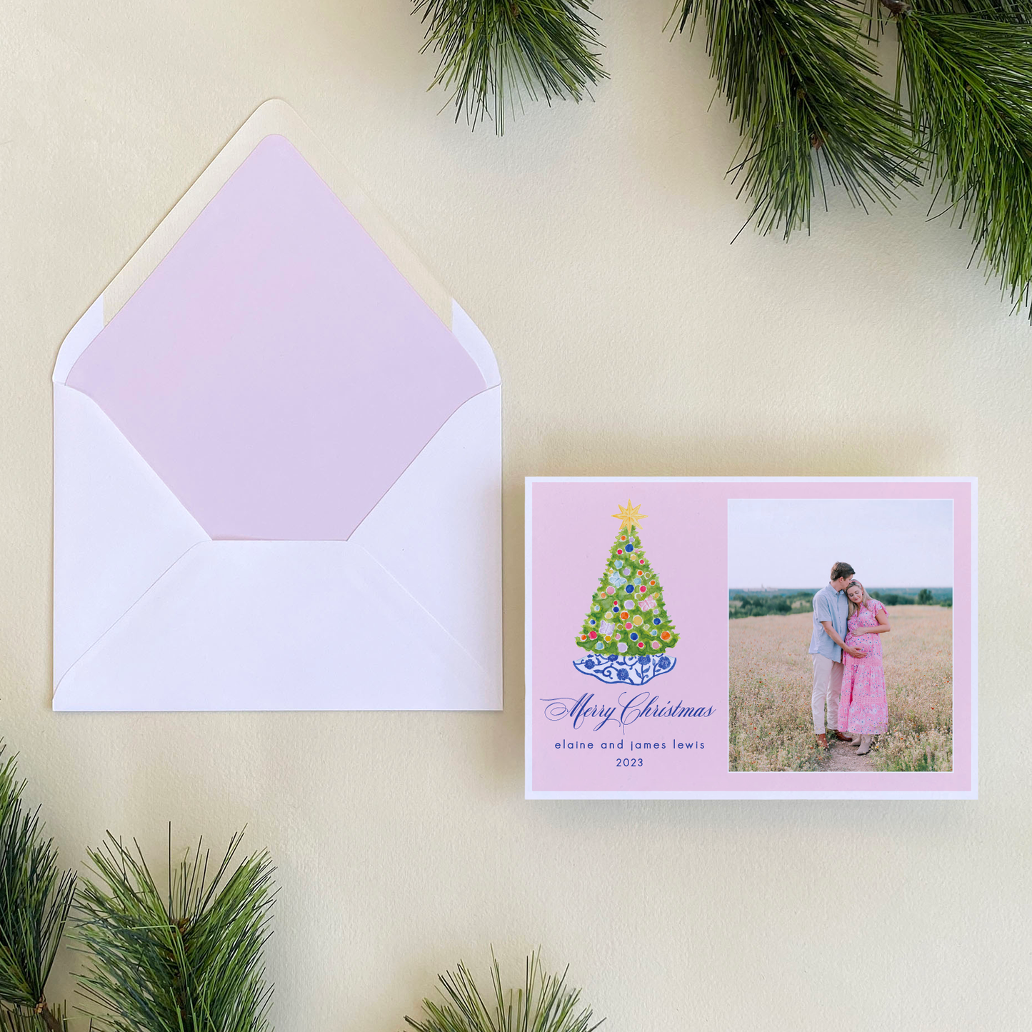 Baubles and Butterflies Holiday Card, Landscape