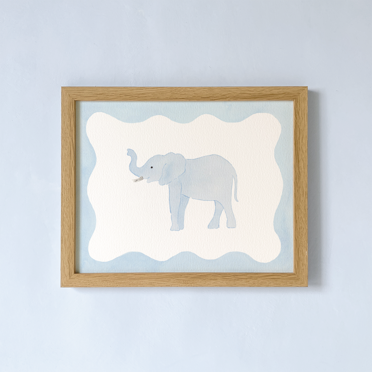 Blue Border Elephant Art Print