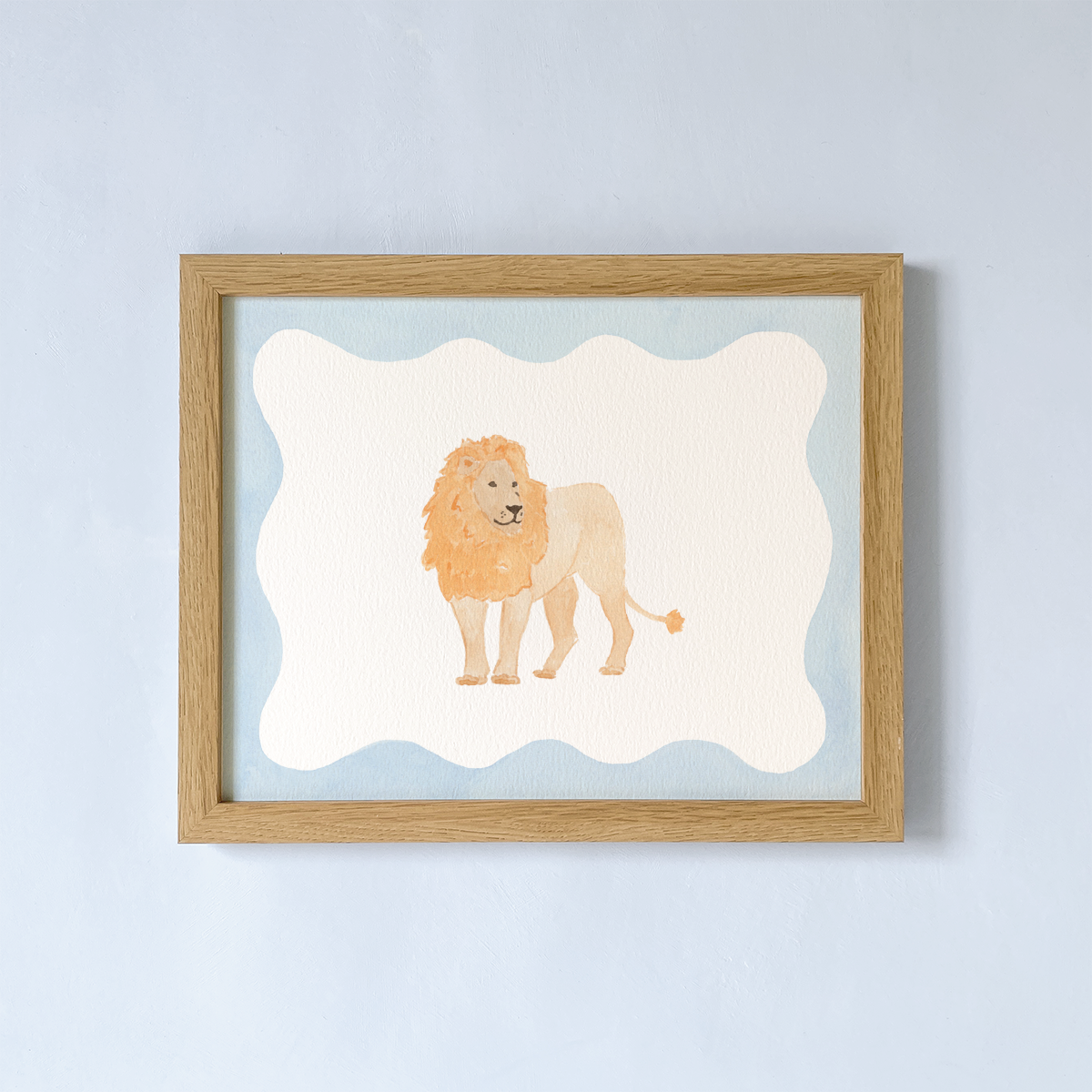 Blue Border Lion Art Print