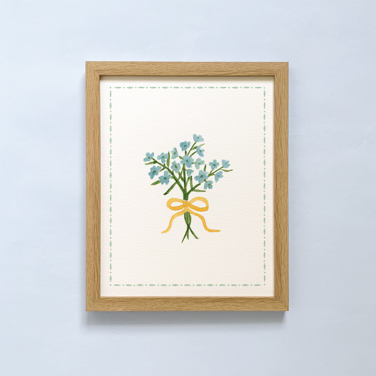 art print with larkspur bouquet