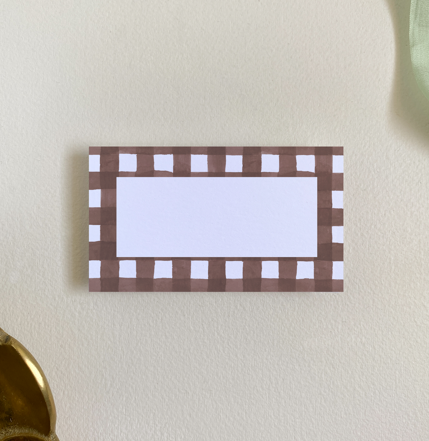 Brown Gingham Place Card Set