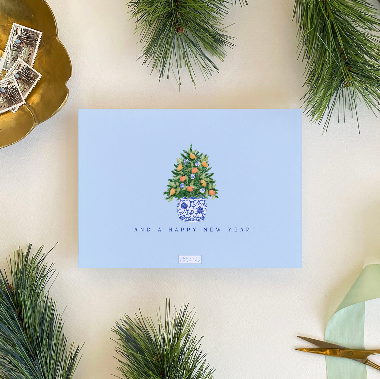 Citrus Garland Holiday Card, Landscape