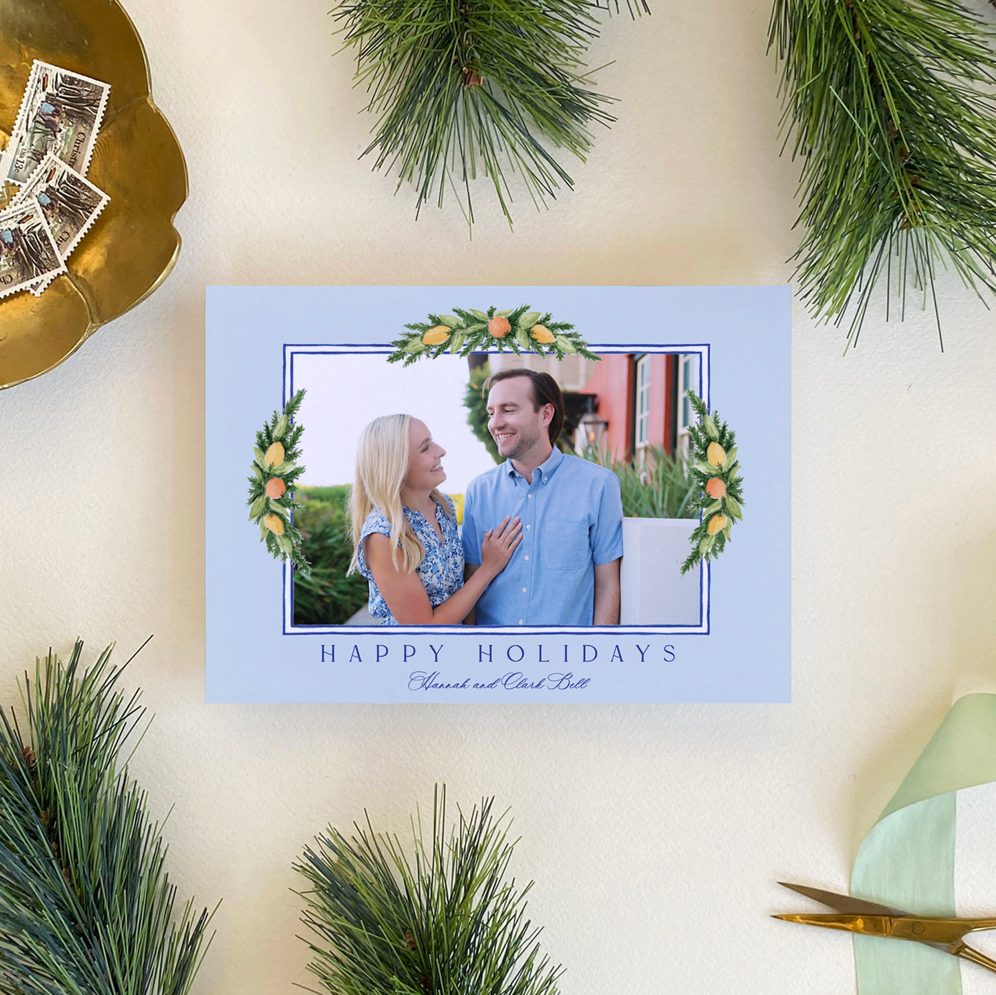 Citrus Garland Holiday Card, Landscape