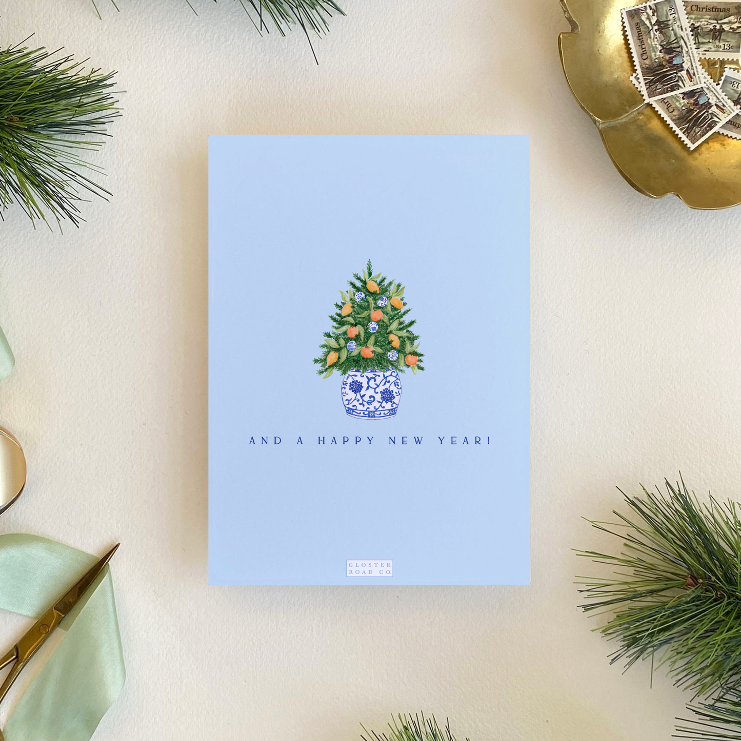 Citrus Garland Holiday Card, Portrait