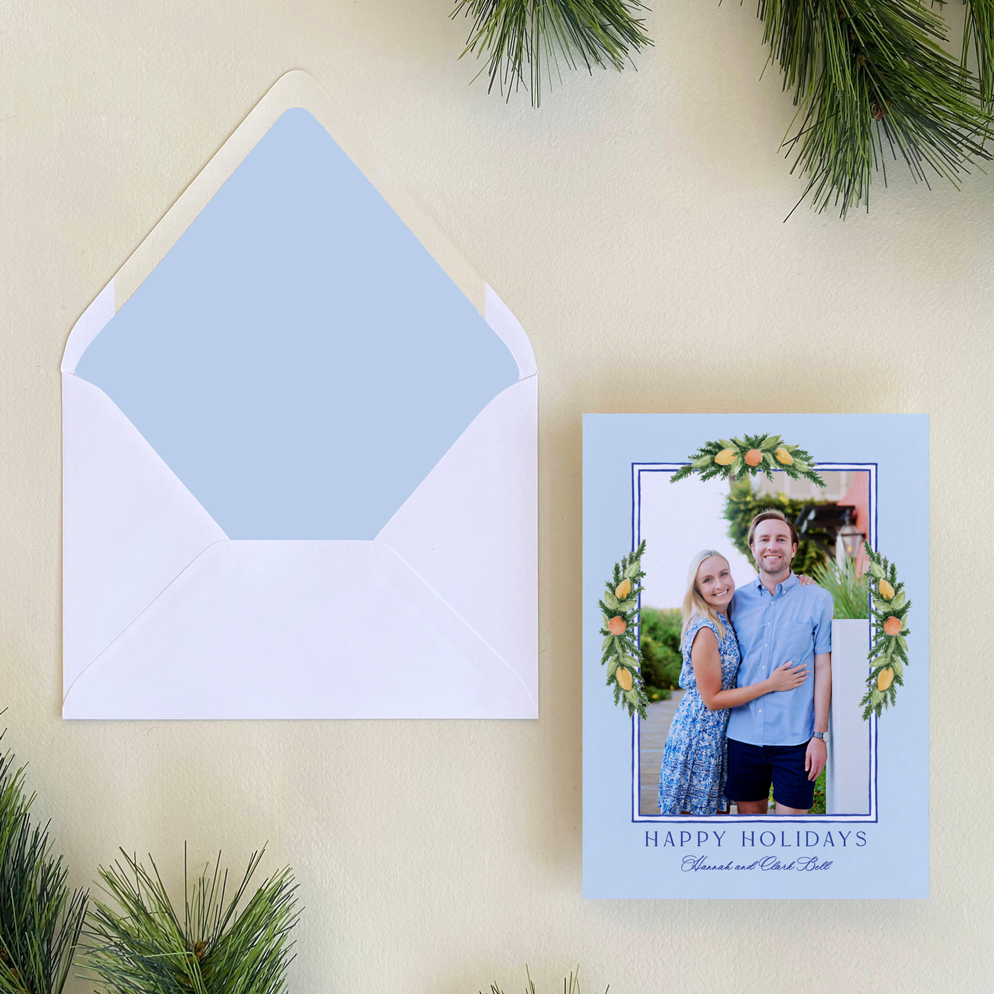Citrus Garland Holiday Card, Portrait
