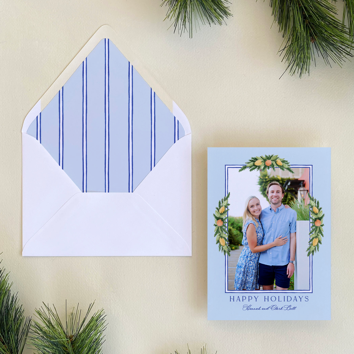 Citrus Garland Holiday Card, Portrait