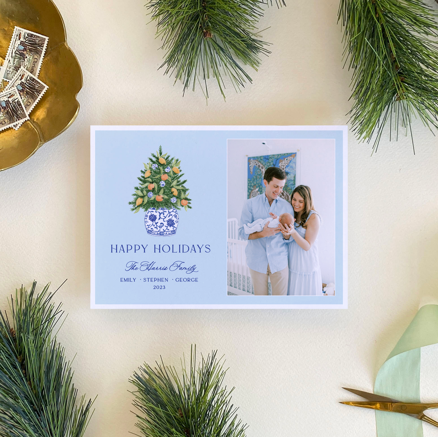 Citrus Tree Holiday Card, Landscape