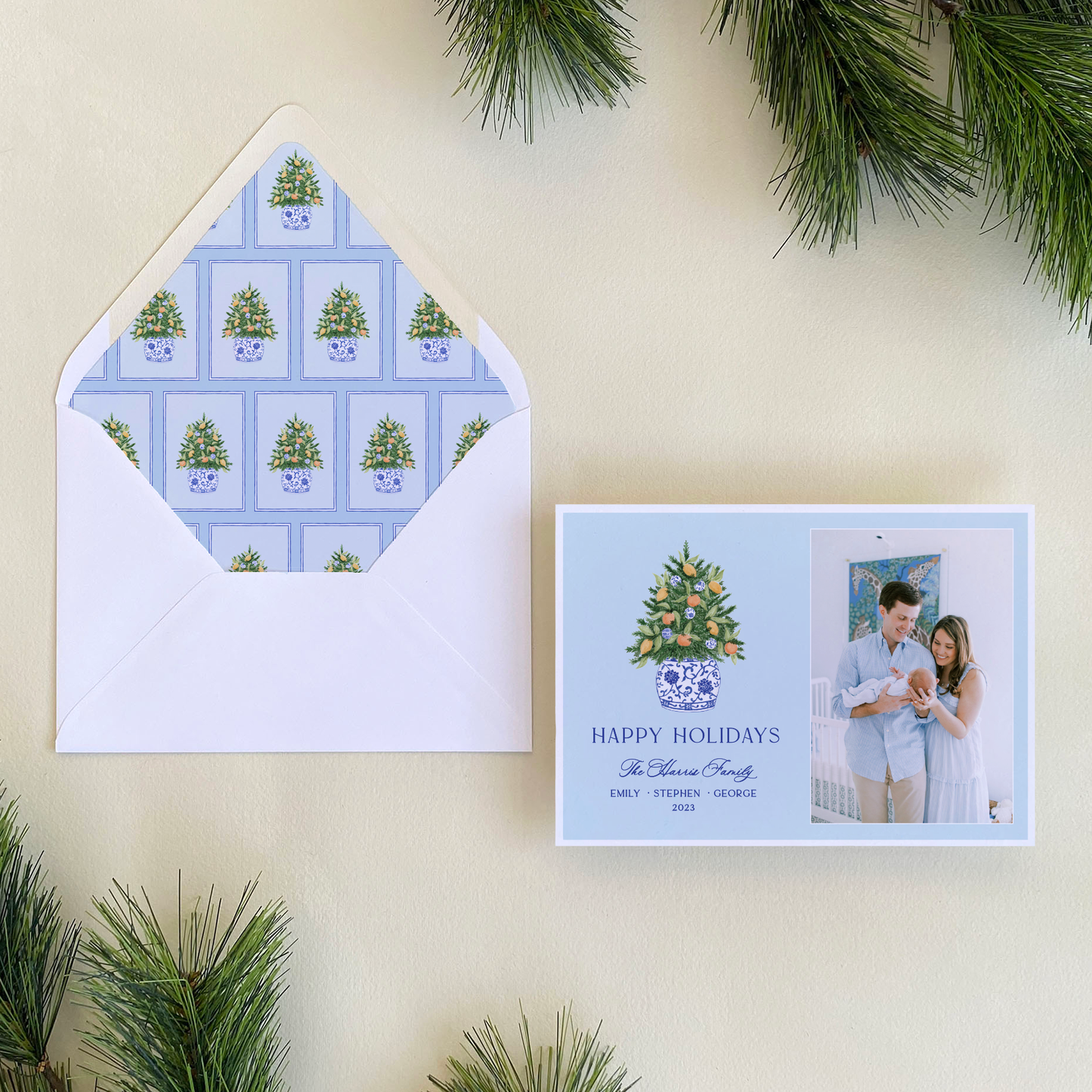 Citrus Tree Holiday Card, Landscape