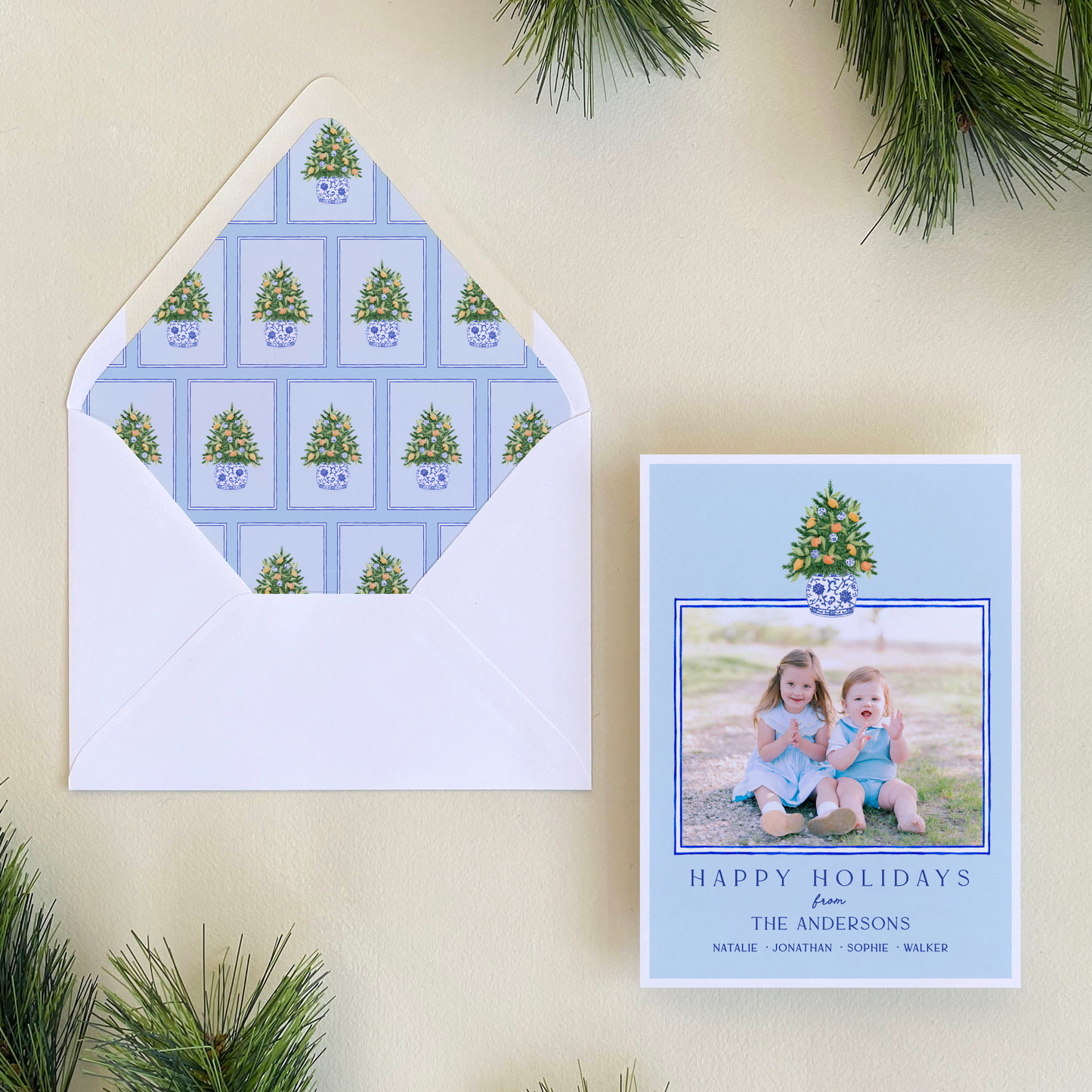 Citrus Tree Holiday Card, Portrait