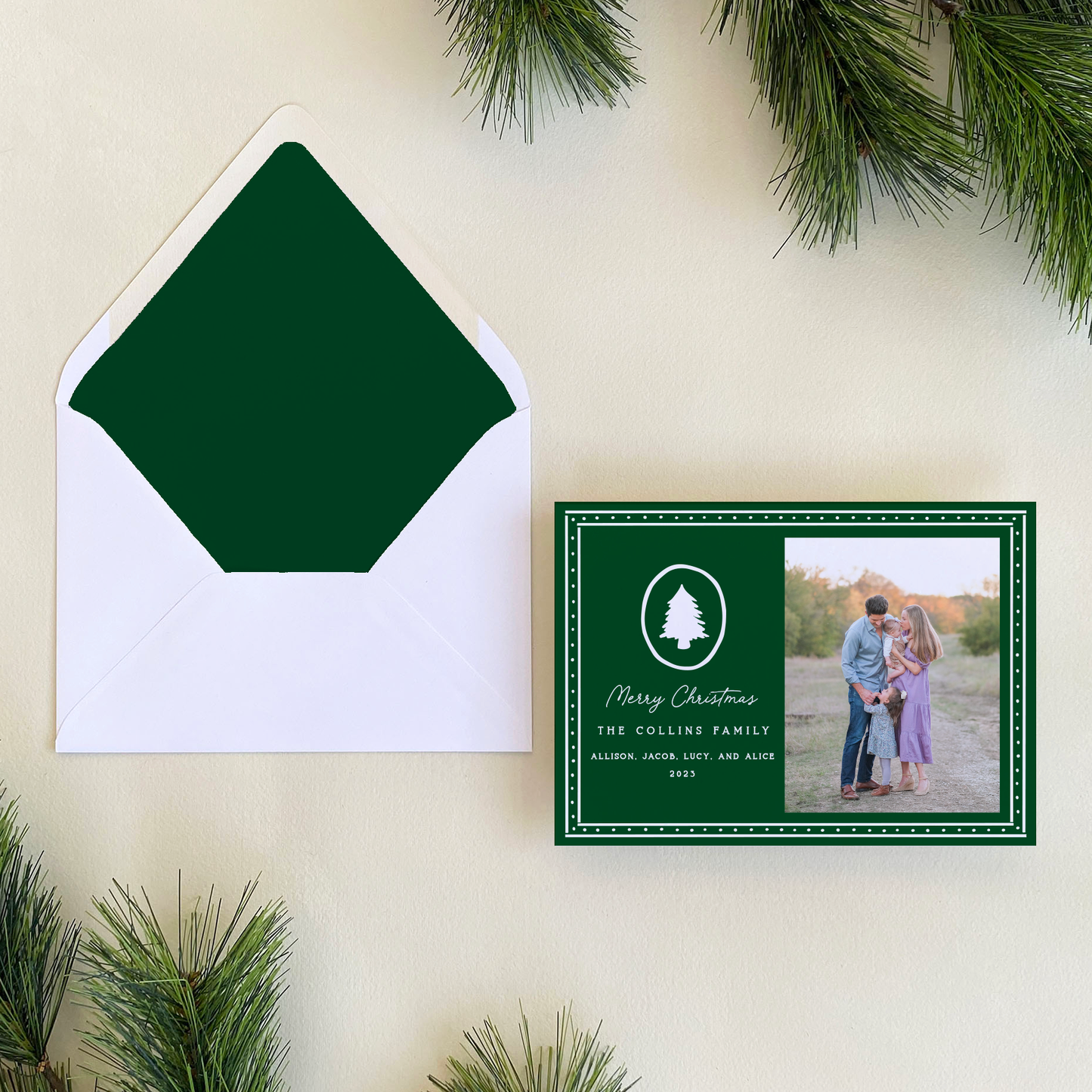 Dotted Pine Holiday Card, Forest - Landscape