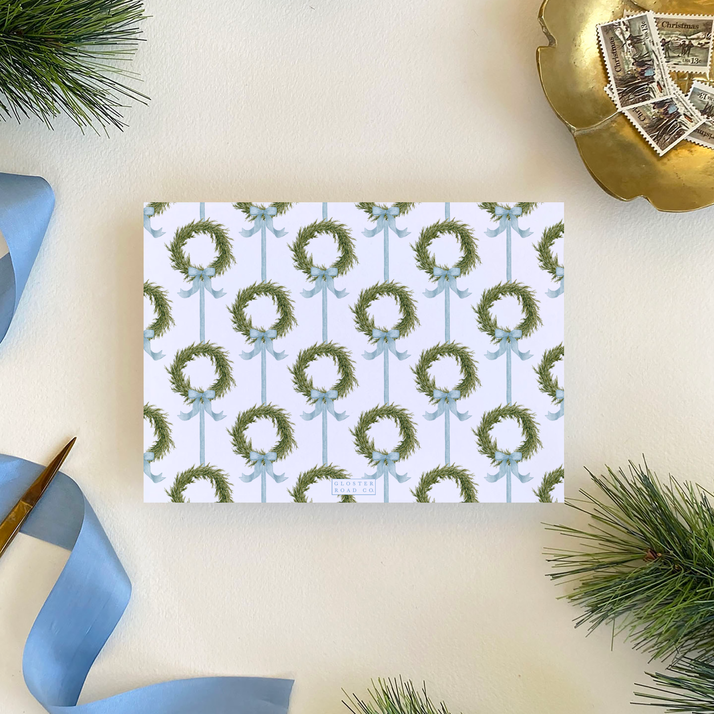Fraser Fir Wreath Holiday Card, Landscape