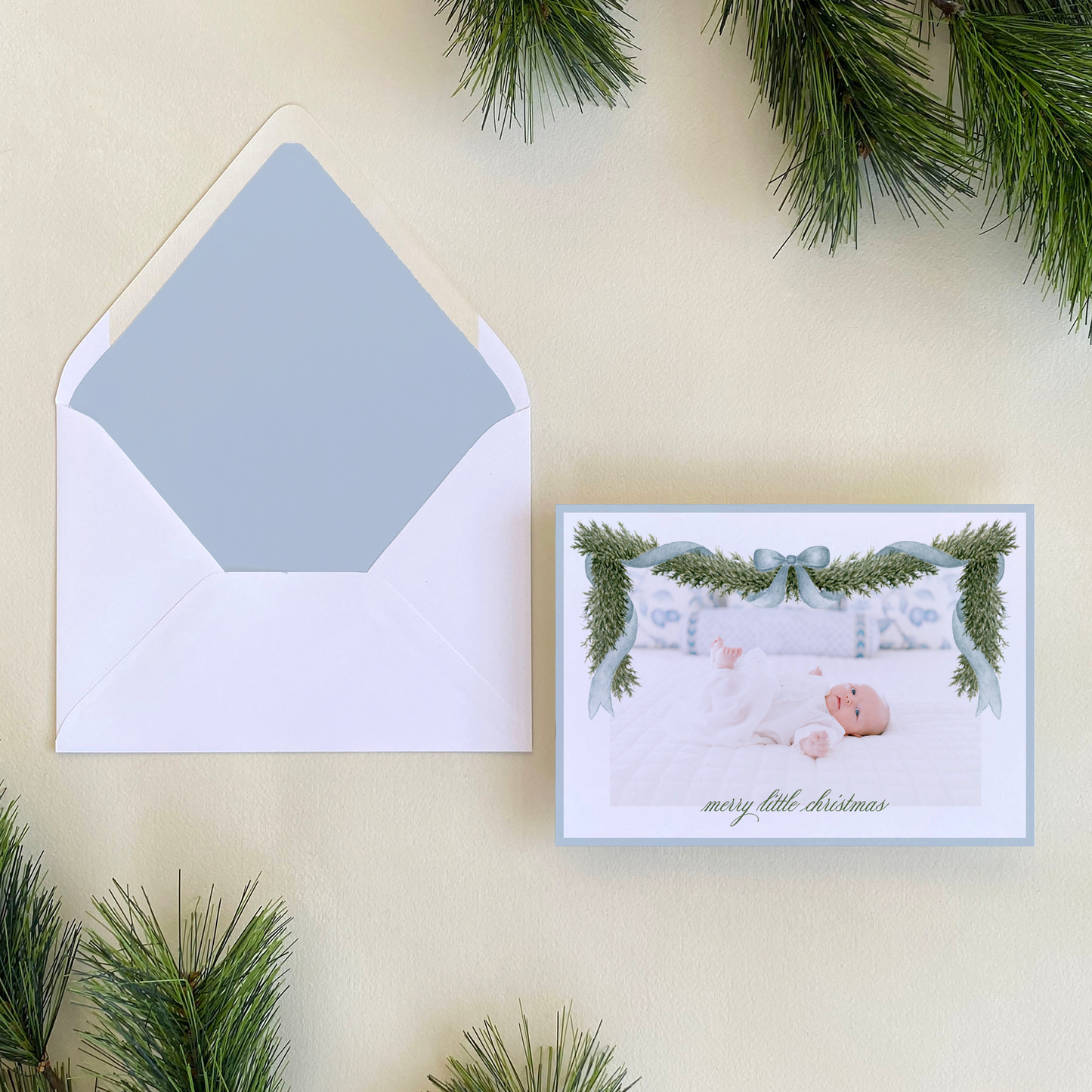 Fraser Fir Garland Holiday Card, Landscape
