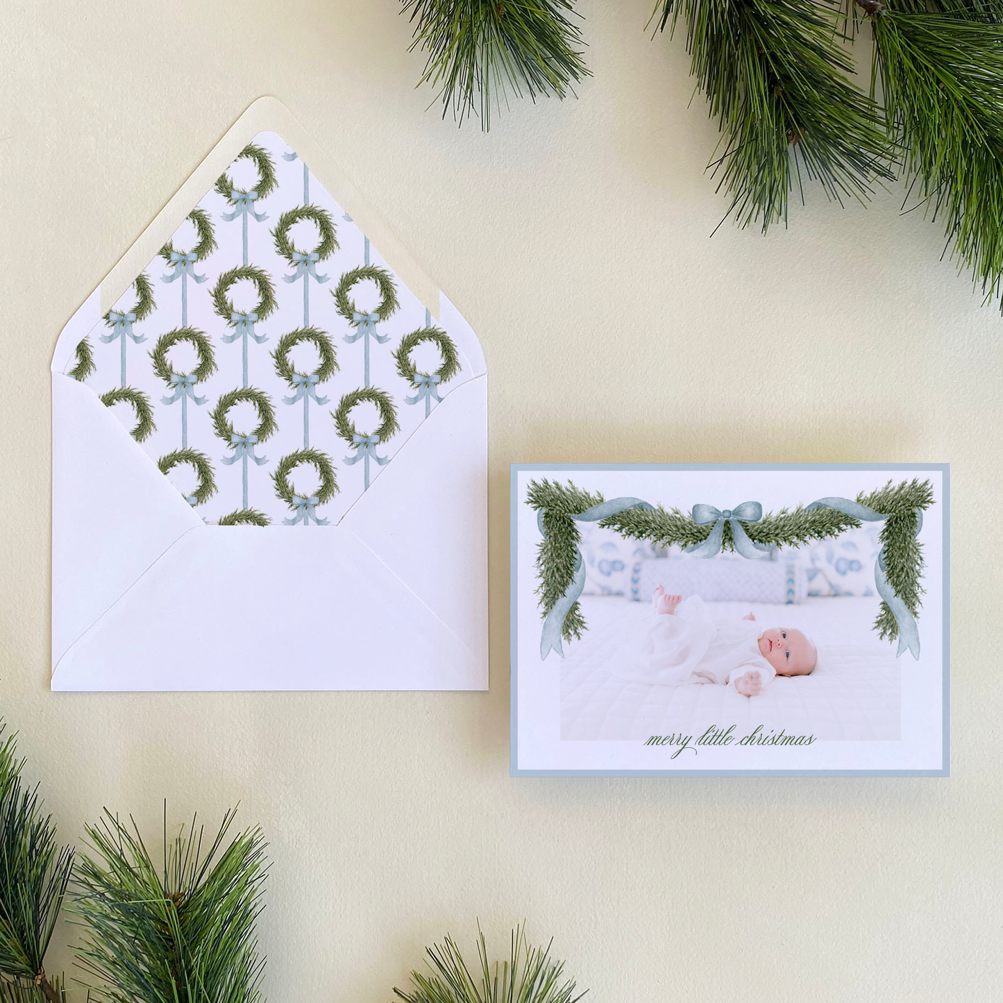 Fraser Fir Garland Holiday Card, Landscape