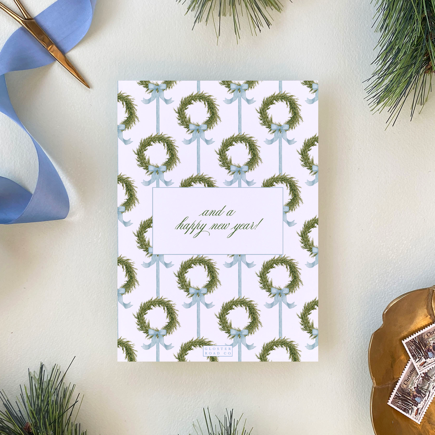Fraser Fir Garland Holiday Card, Portrait