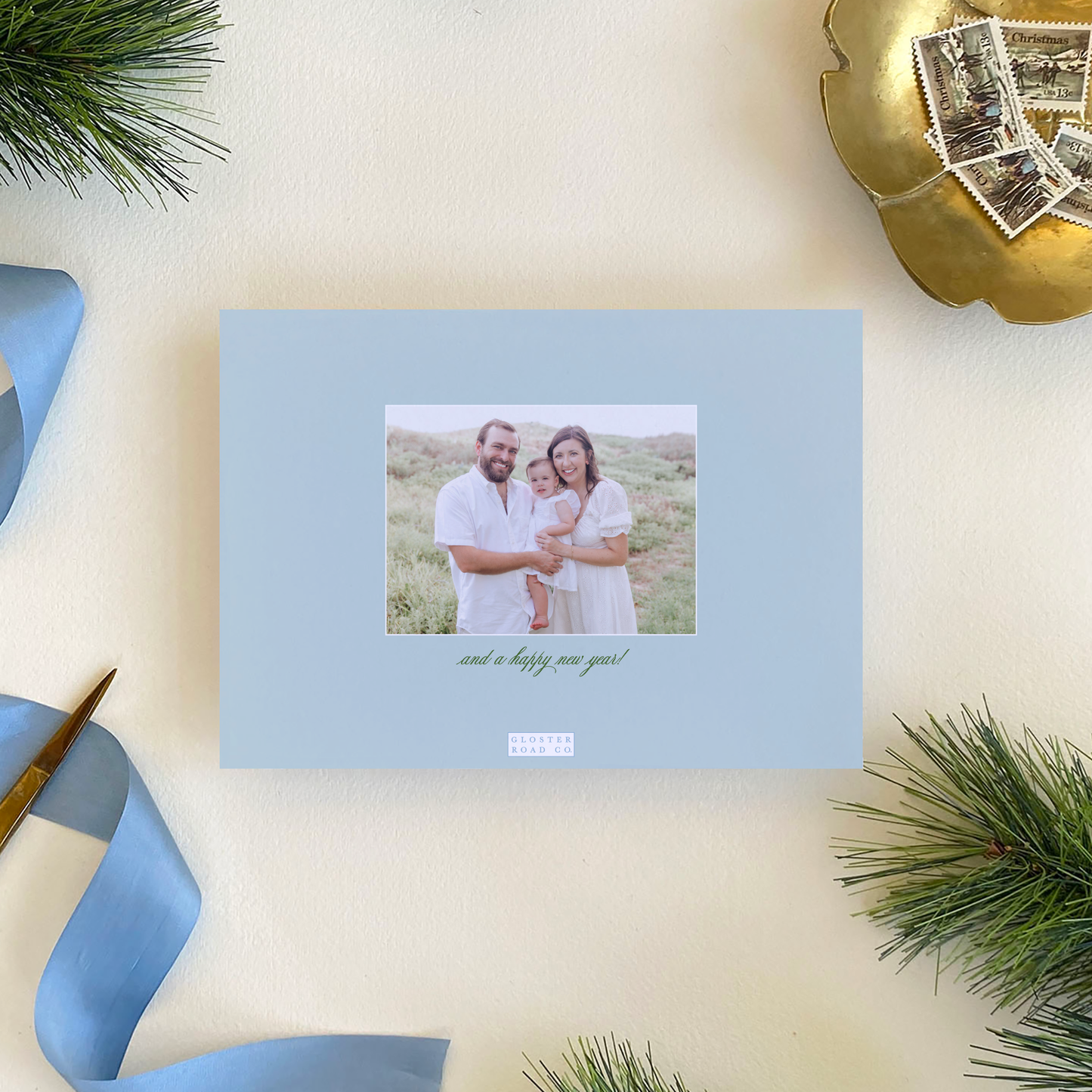Fraser Fir Wreath Holiday Card, Landscape