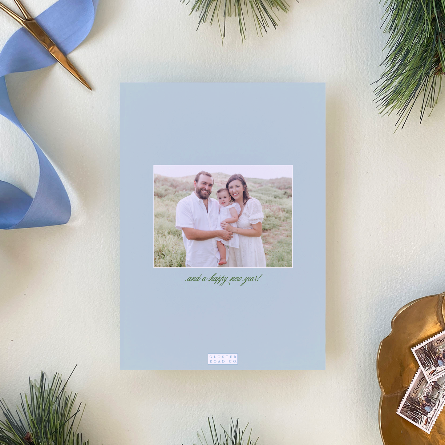 Fraser Fir Wreath Holiday Card, Portrait