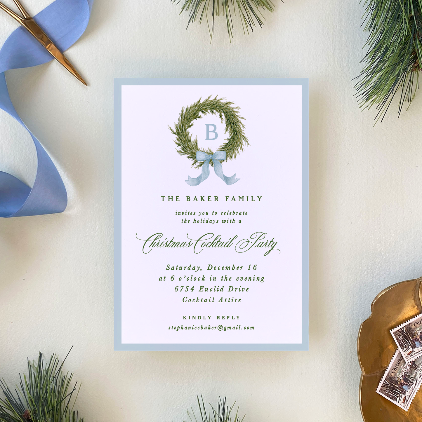 Fraser Fir Wreath Invitation
