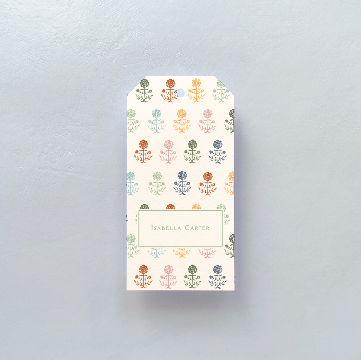 GIFT TAG WITH GERBERA PATTERN