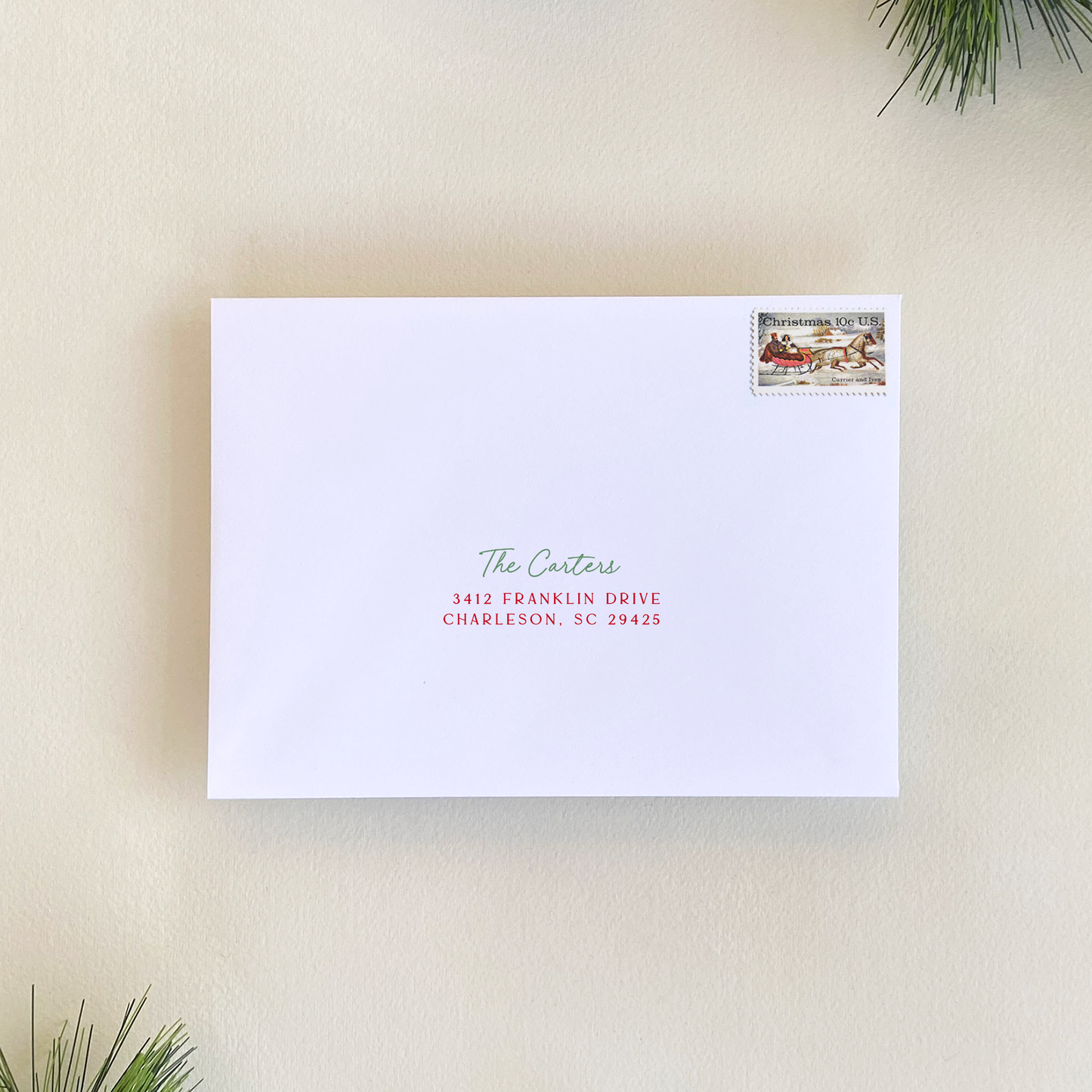 Red and Green Starburst Address Printing
