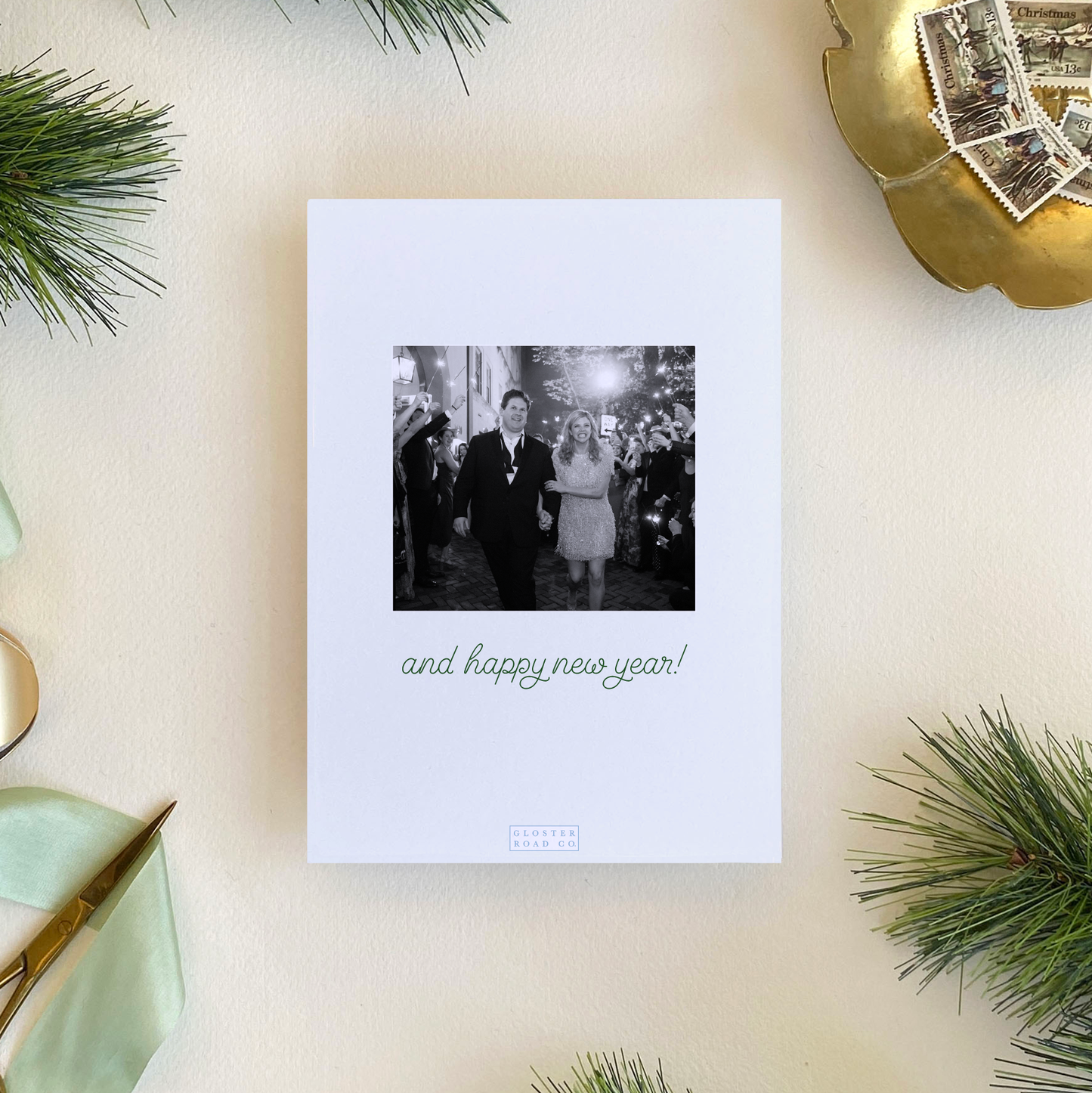 Holly Frame Holiday Greeting Card, Portrait