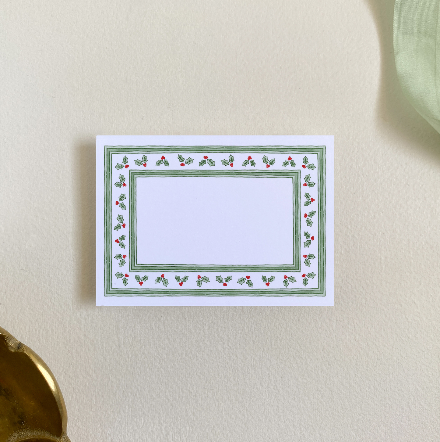 Holly Stripe Border Place Card Set