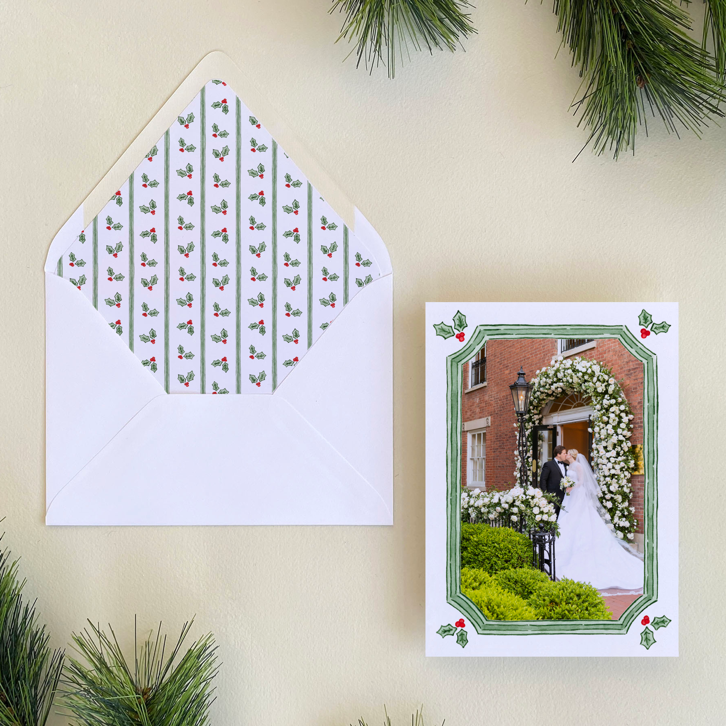 Holly Frame Holiday Card, Portrait