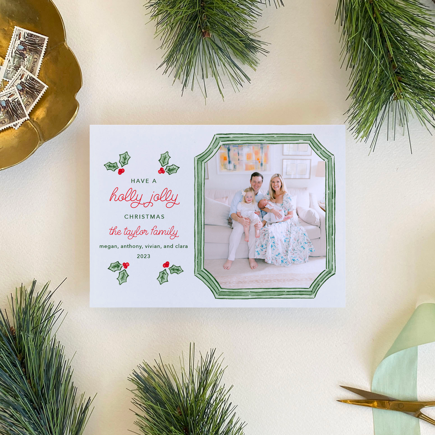 Holly Jolly Holiday Card, Landscape