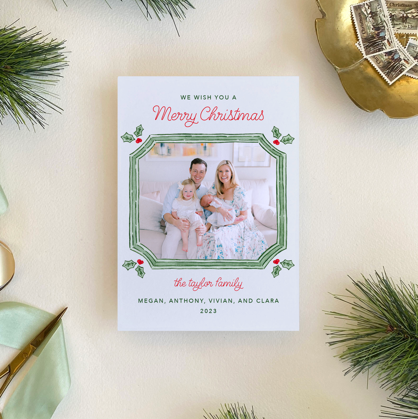Holly Jolly Holiday Card, Portrait