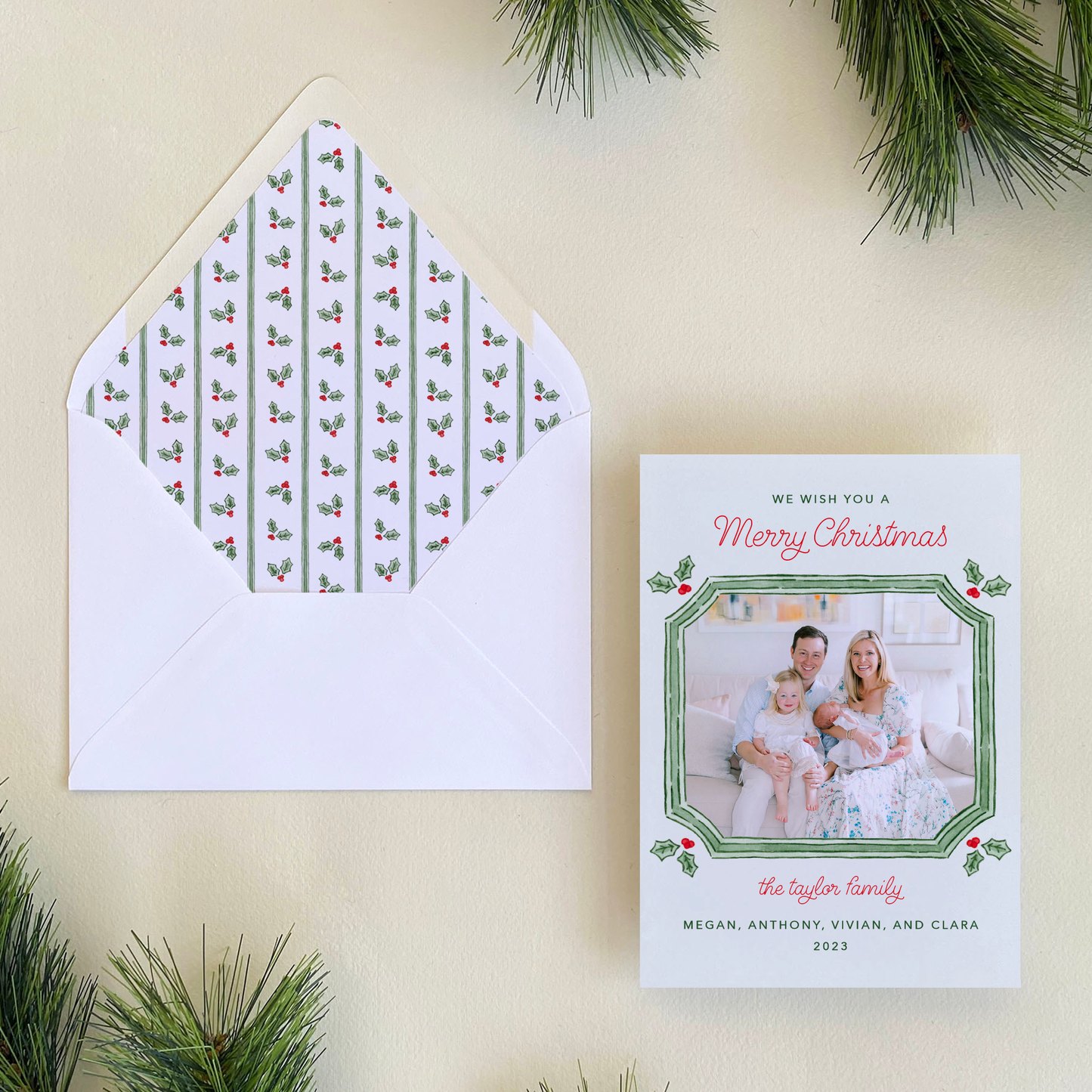 Holly Jolly Holiday Card, Portrait