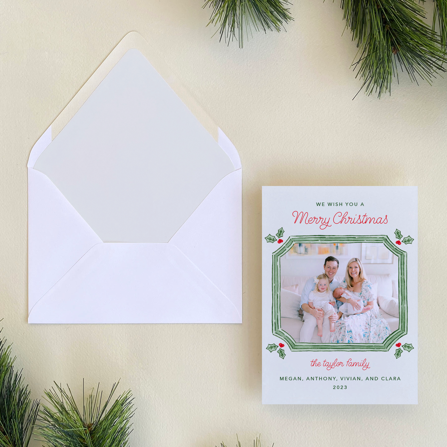 Holly Jolly Holiday Card, Portrait