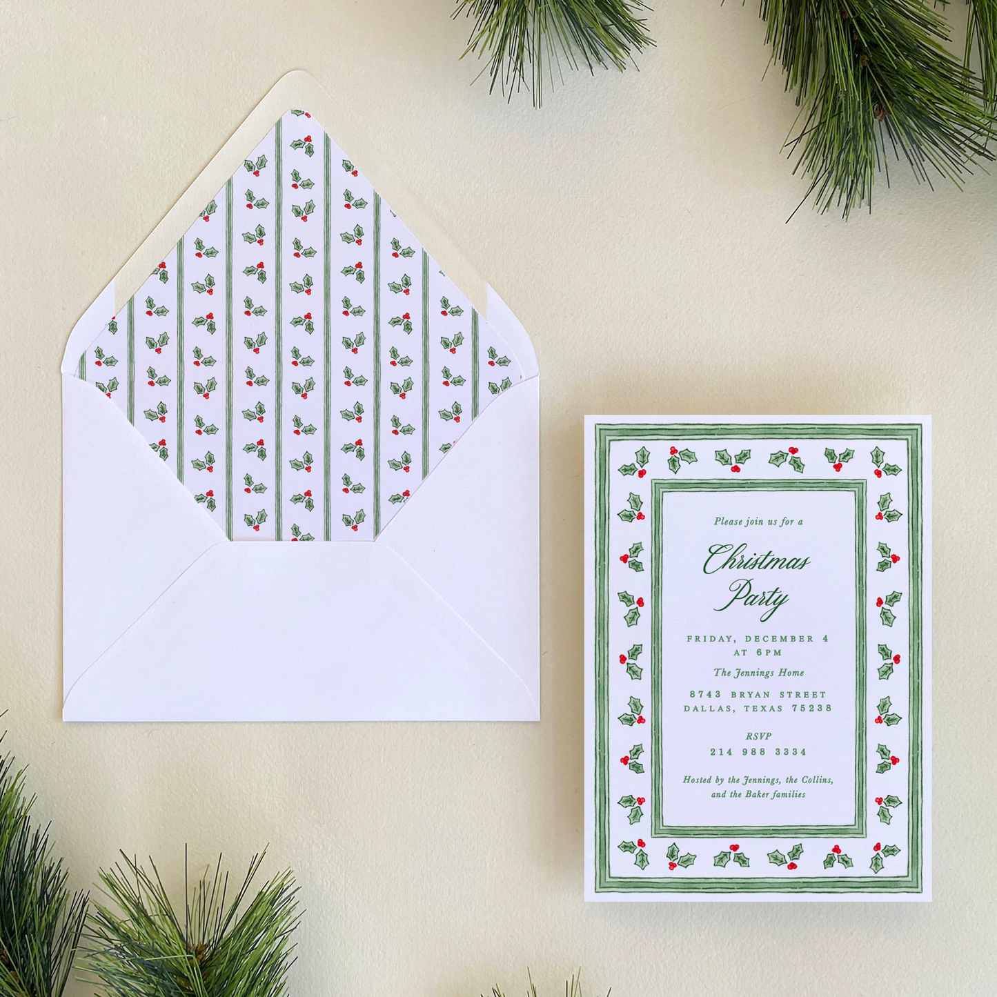 Holly Stripe Invitation