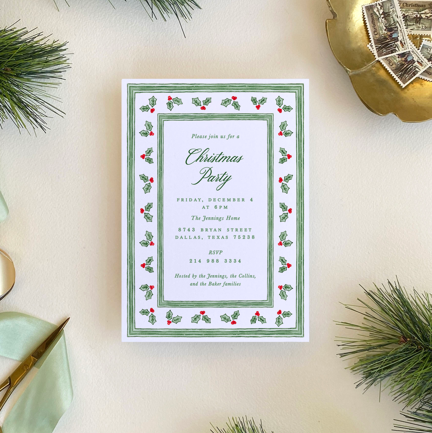 Holly Stripe Invitation