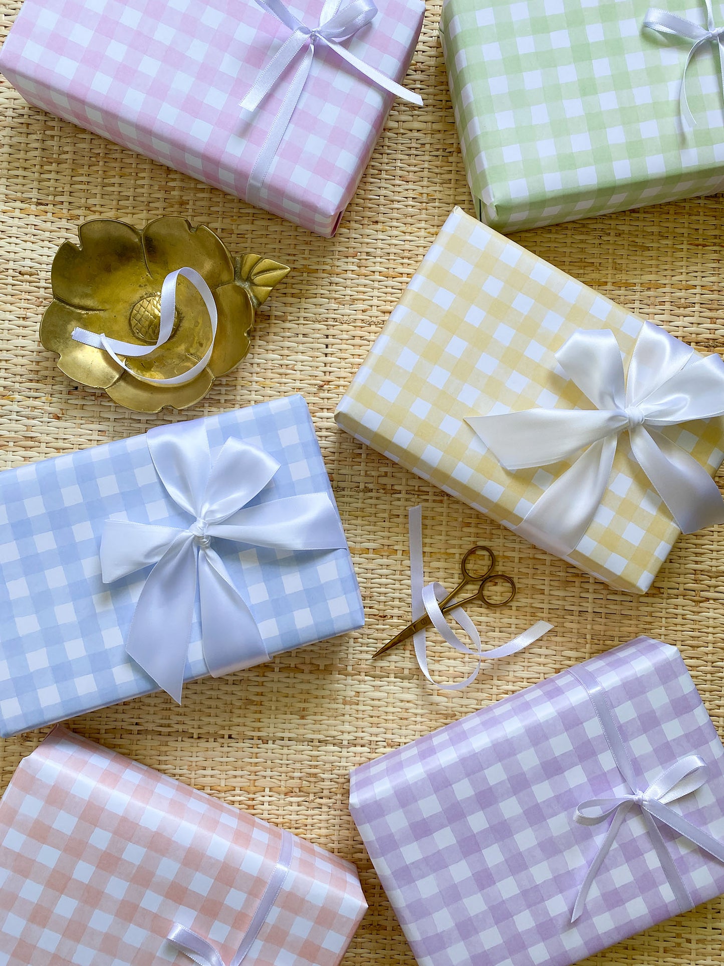 Watercolor Gingham Gift Wrap, Multi Pack