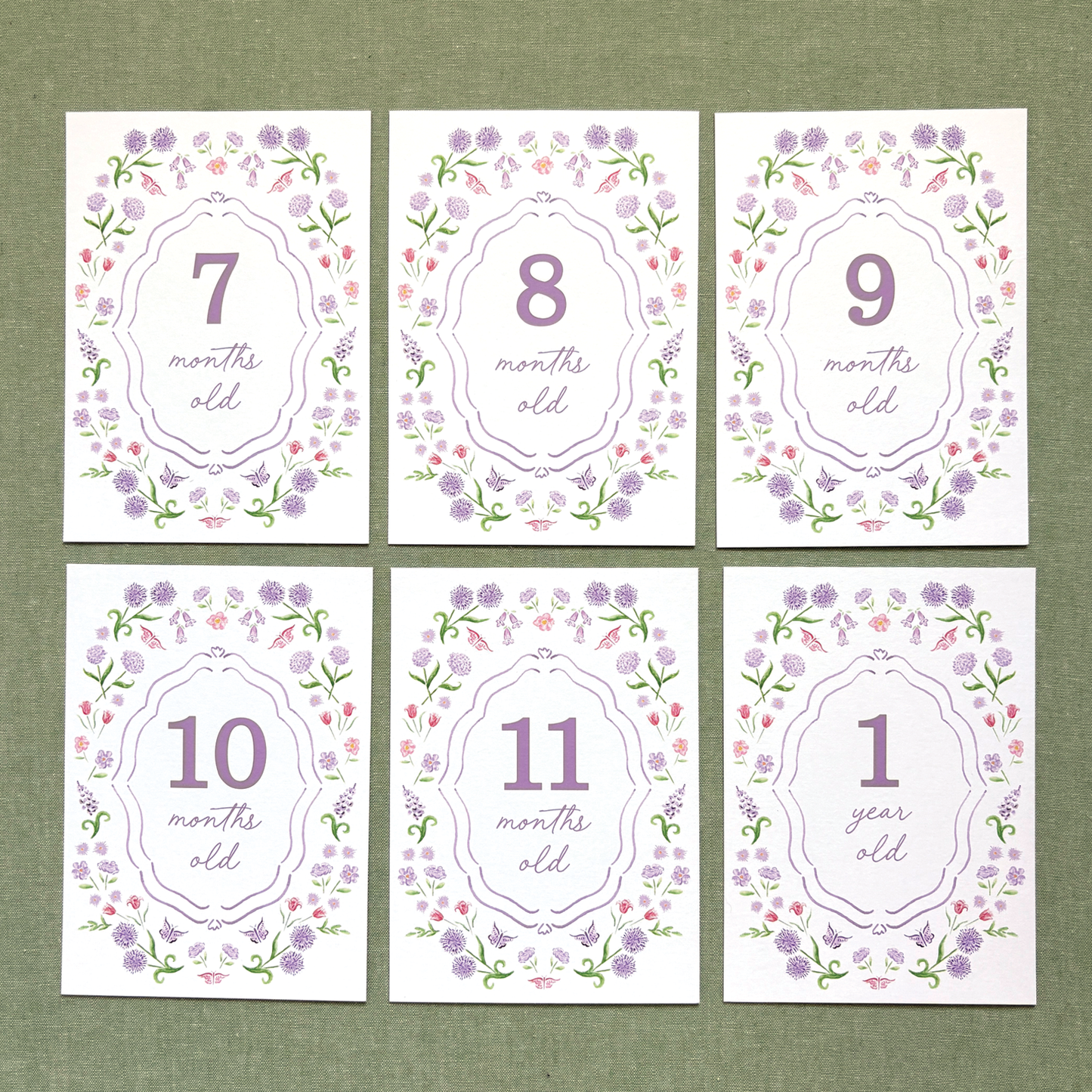 Lilac Bouquet Milestone Cards