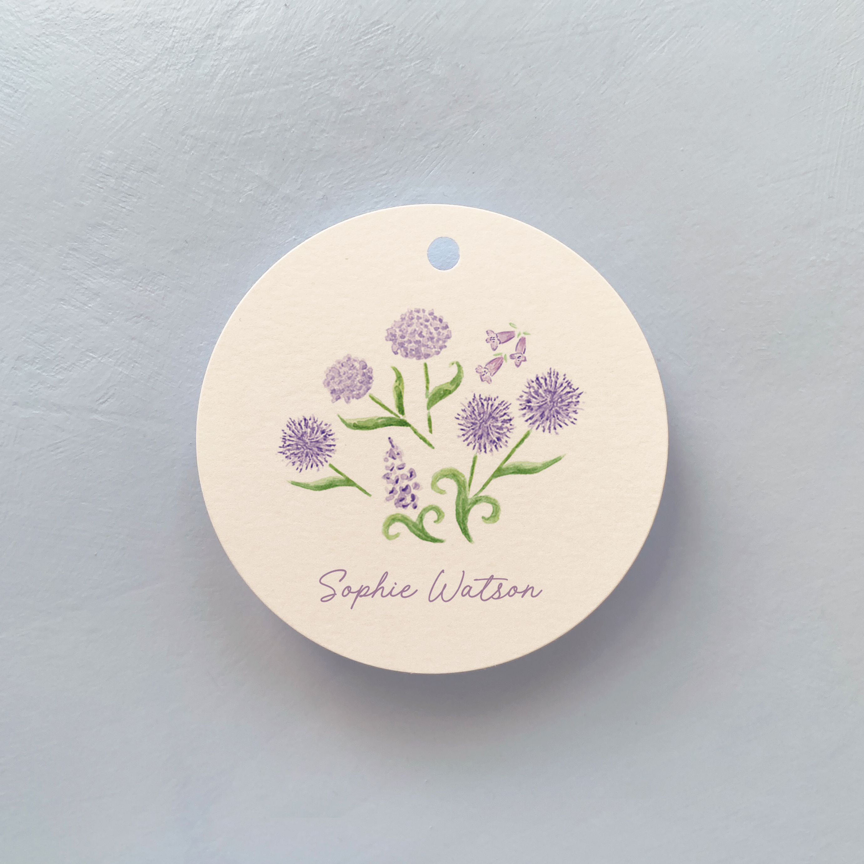 lavender flower tag Lavender Blooms Personalized Circle Gift Tags