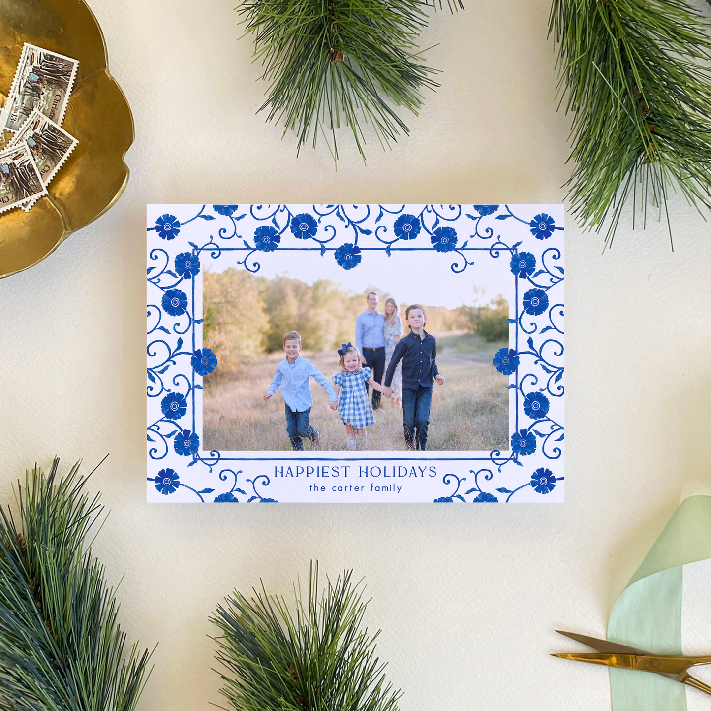 Marguerite Floral Holiday Card, Landscape