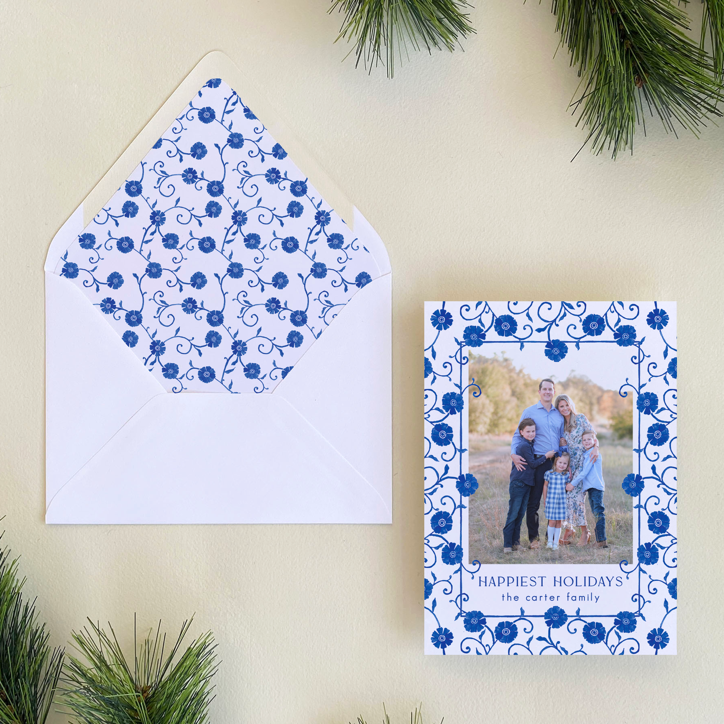 Marguerite Floral Holiday Card, Portrait
