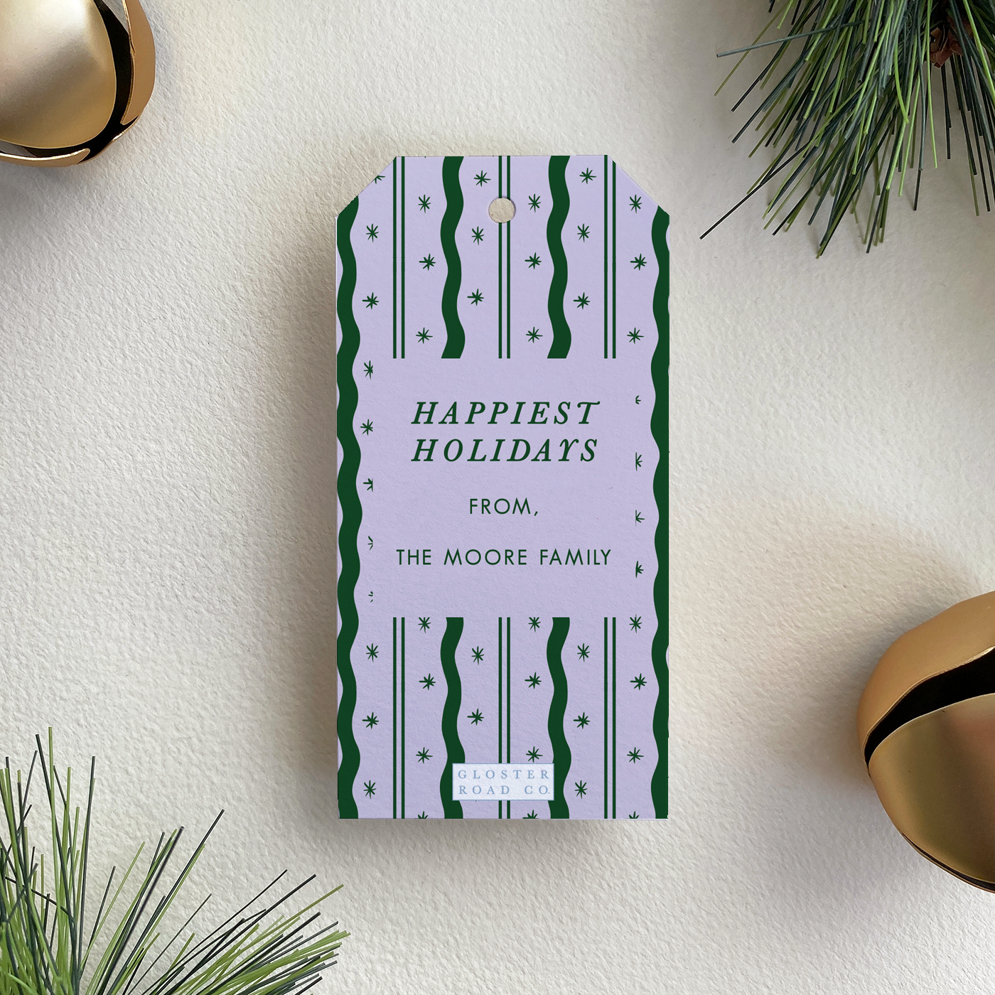 Personalized Merry Merry Gift Tag, Forest and Lavender