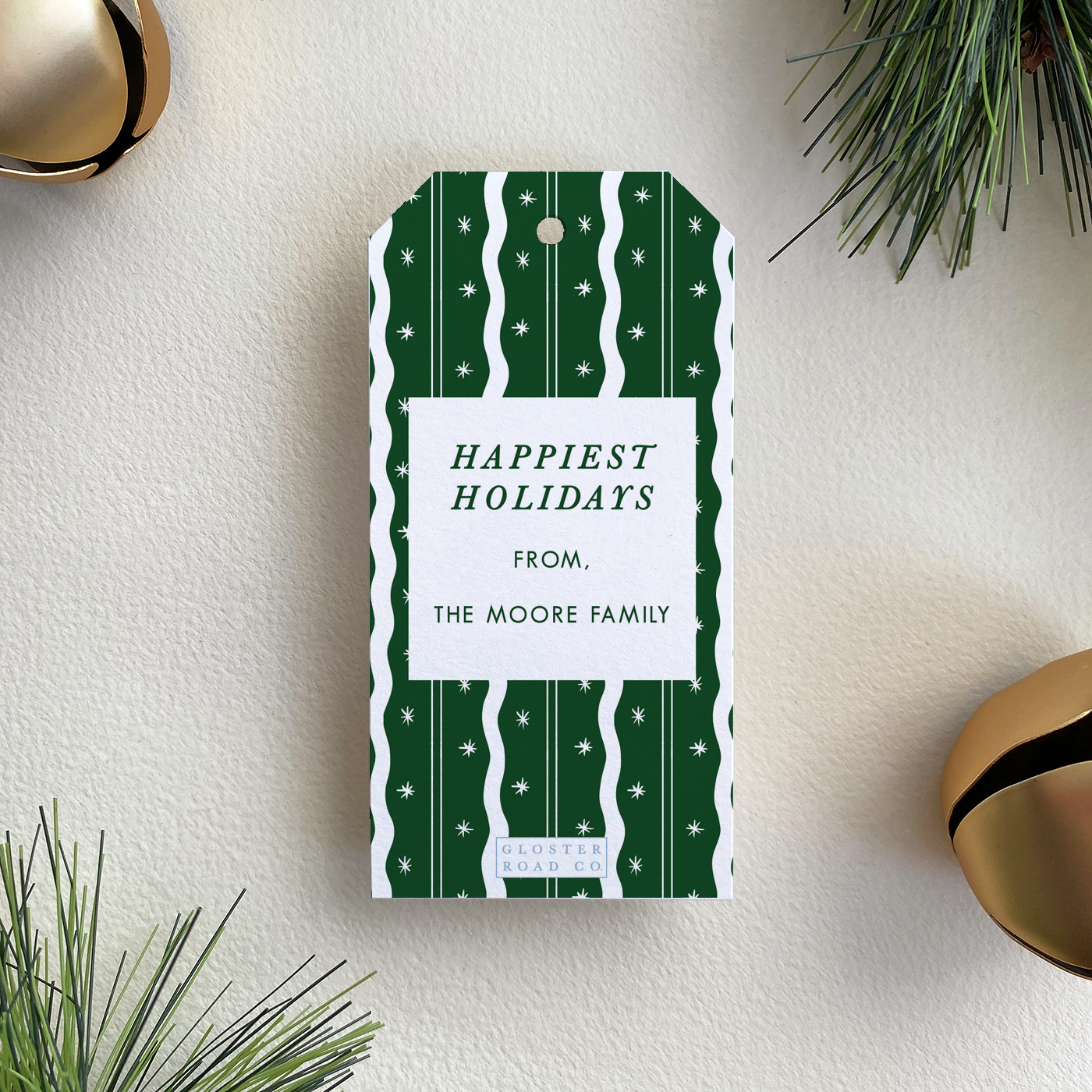 Personalized Merry Merry Gift Tag, Forest and White