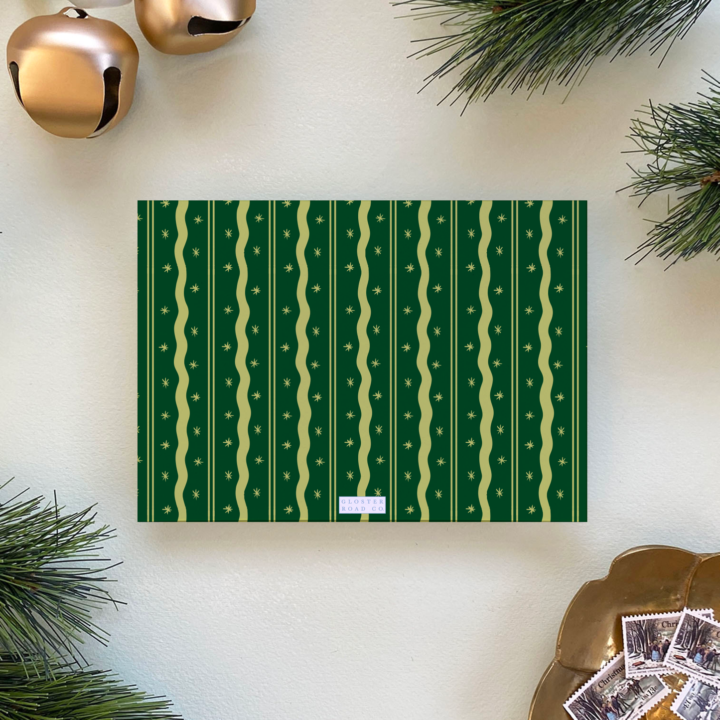 Merry Merry Holiday Card, Forest and Chartreuse - Landscape
