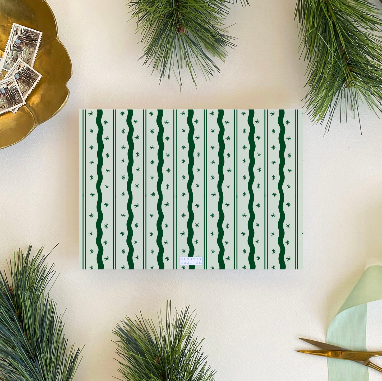 Merry Merry Holiday Card, Forest and Pistachio - Landscape