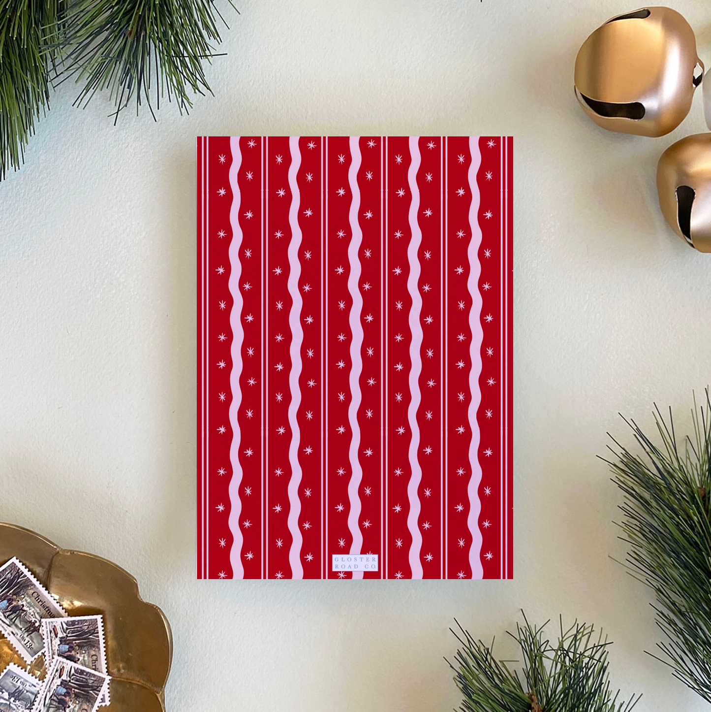 Merry Merry Holiday Card, Red and Pink - Portrait