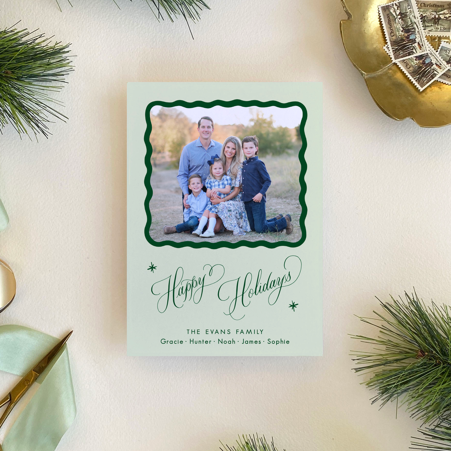 Merry Merry Holiday Card, Forest and Pistachio - Portrait