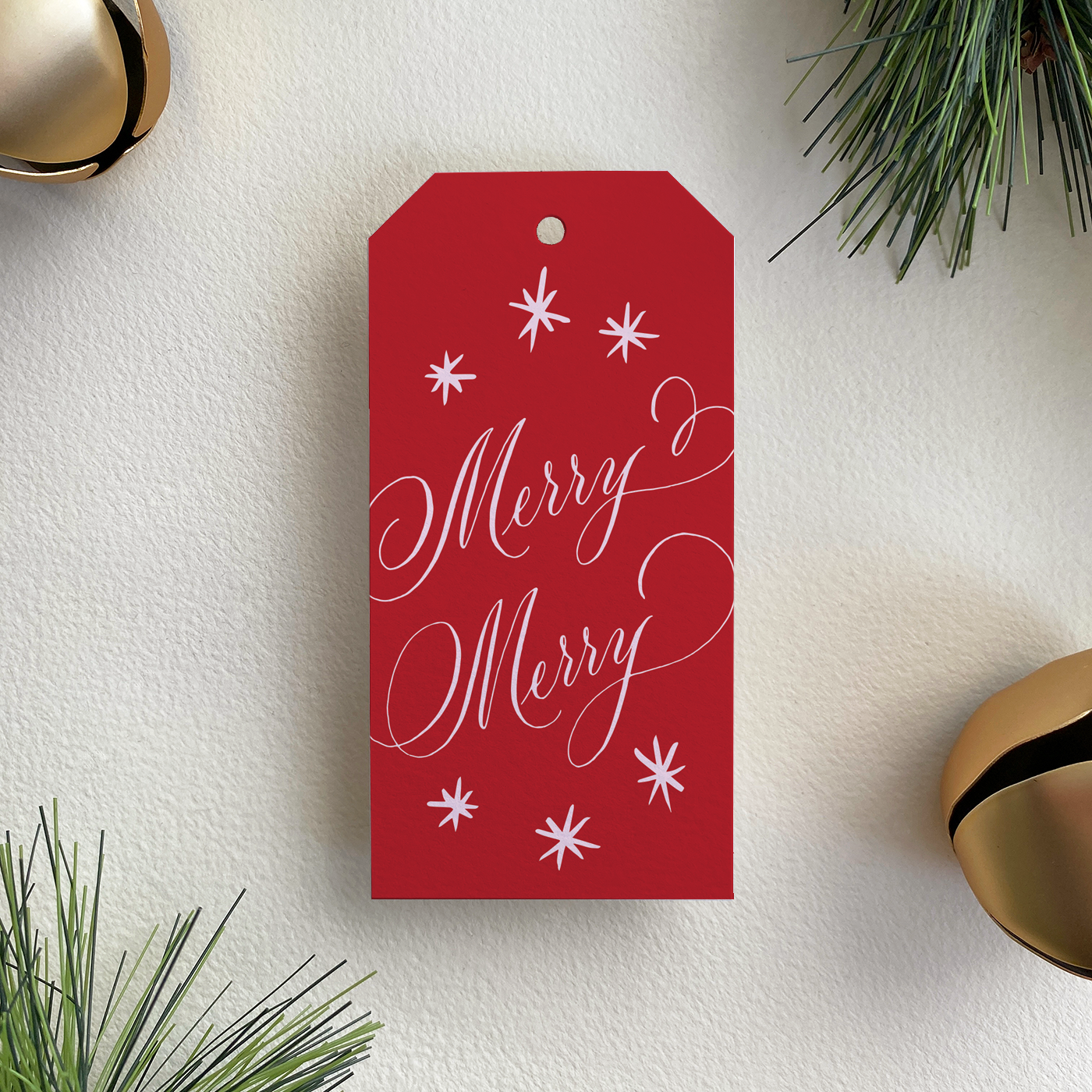Merry Merry Gift Tag Set, Red and Pink