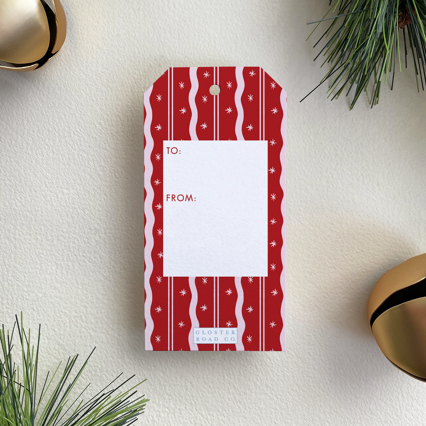 Merry Merry Gift Tag Set, Red and Pink