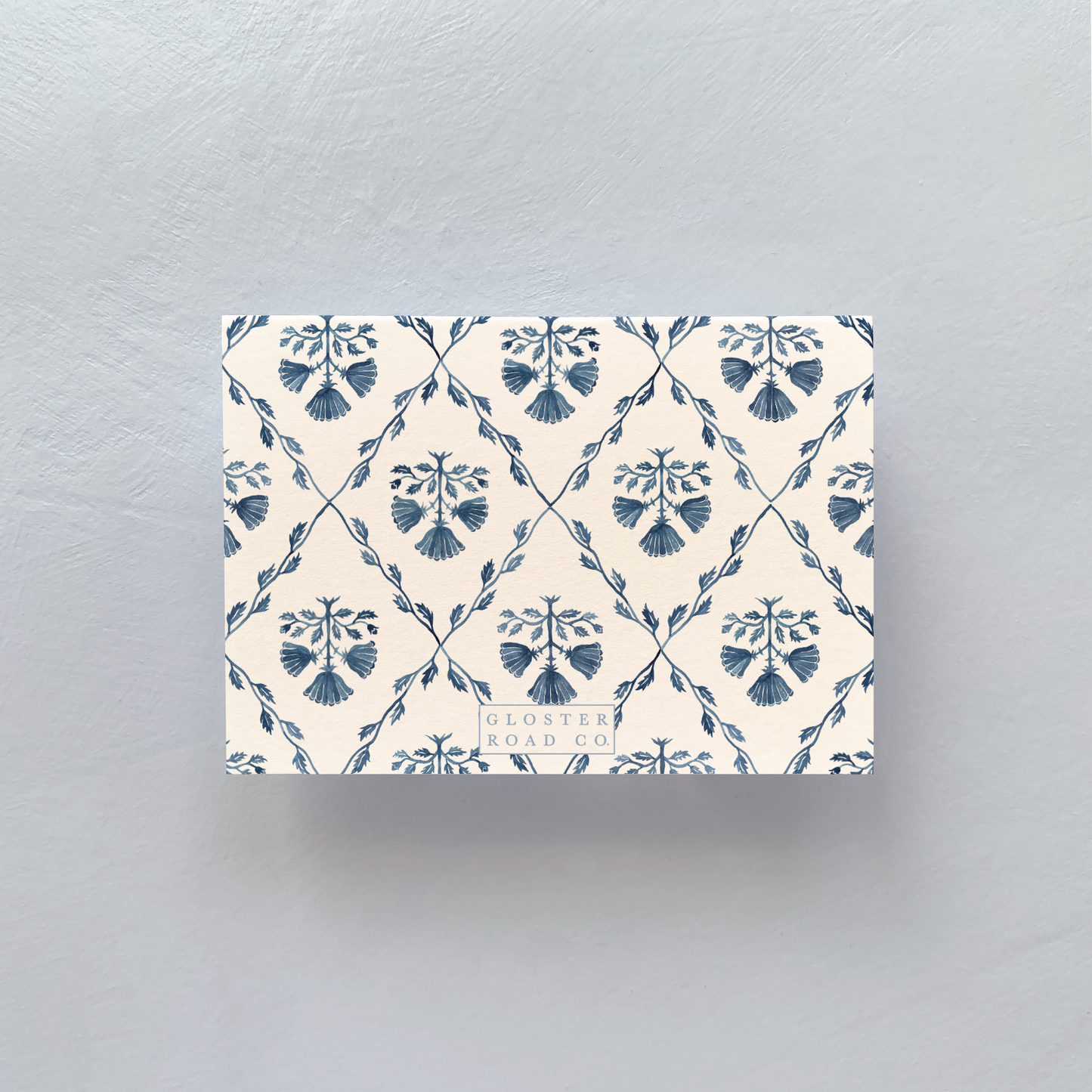 Blue and white design notecard